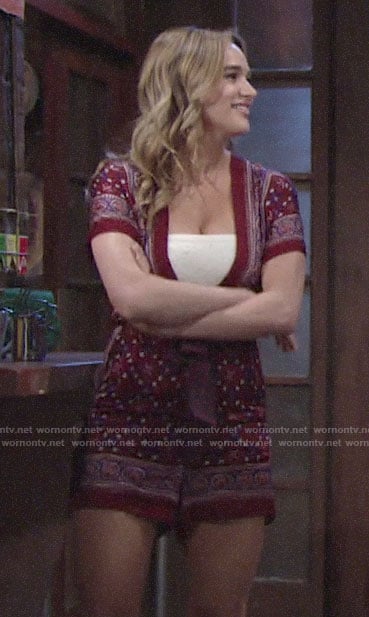 Summer's scarf print romper on The Young and the Restless