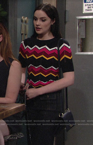 Tessa's chevron striped knit top on The Young and the Restless