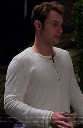 Bryce's white henley shirt on 13 Reasons Why