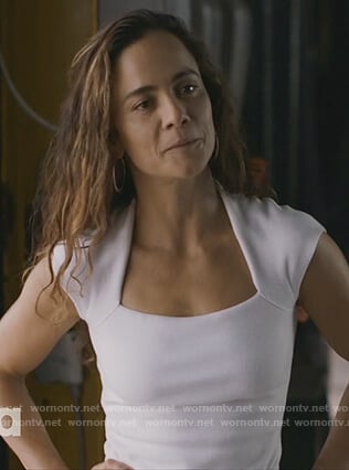 Teresa's white square neck top on Queen of the South
