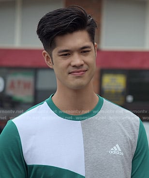 Zach's Adidas colorblock tee on 13 Reasons Why