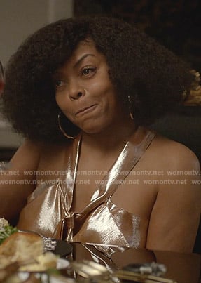 Cookie's metallic haler neck top on Empire