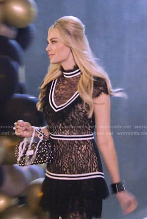 Kameron's black tiered lace dress on The Real Housewives of Dallas