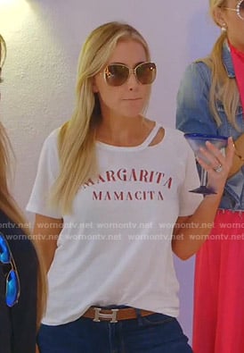 Stephanie's white Margarita tee on The Real Housewives of Dallas