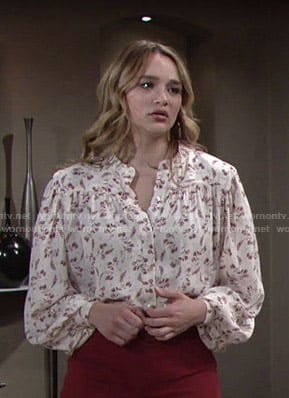 Summer's white floral bouse on The Young and the Restless