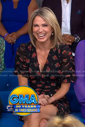 Amy's black floral v-neck dress on Good Morning America