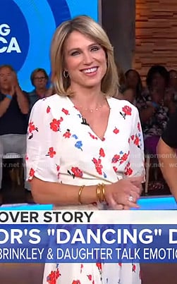 Amy's white floral wrap dress on Good Morning America
