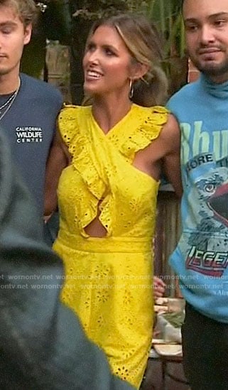 Audrina's yellow eyelet jumpsuit on The Hills New Beginnings