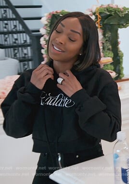 Malika's black Rodarte print hoodie on Keeping Up with the Kardashians