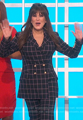 Marie's black check double breasted blazer on The Talk