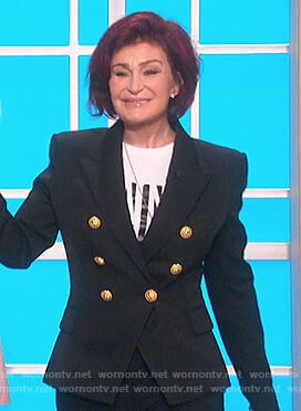 Sharon's black double breasted blazer on The Talk