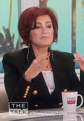 Sharon's black double breasted blazer on The Talk