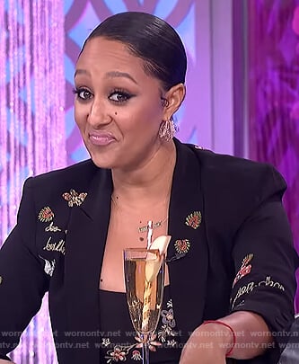 Tamera's embroidered blazer and dress on The Real