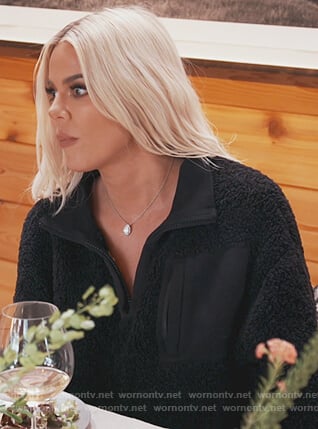 Khloe's black fleece jacket on Keeping Up with the Kardashians