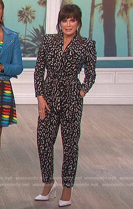 Marie's black leopard jumpsuit on The Talk
