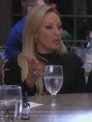 Braunwyn's black sleeve cutout dress on The Real Housewives of Orange County