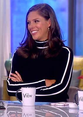 Abby's striped trim turtleneck sweater on The View