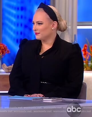 Meghan's black tie neck dress on The View