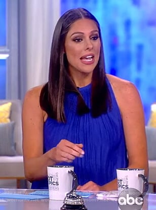 Abby's blue smocked waist dress on The View