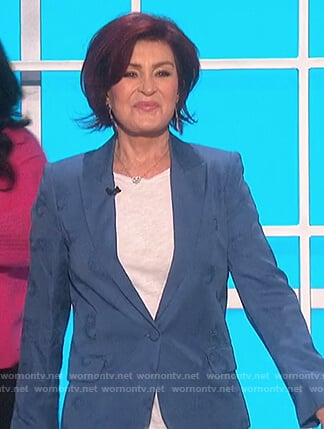 Sharon's blue paisley blazer on The Talk