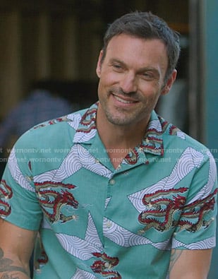 Brian's green dragon print shirt on BH90210