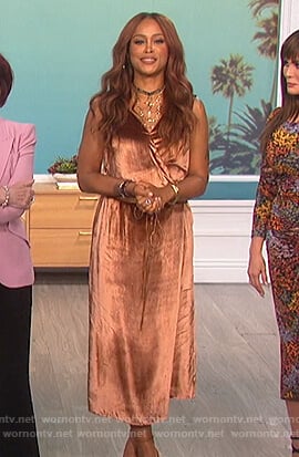 Eve's velvet wrap dress on The Talk