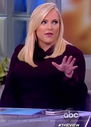 Meghan's burgundy cowlneck blouse on The View