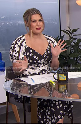 Carissa's black and white floral print dress on E! News Daily Pop