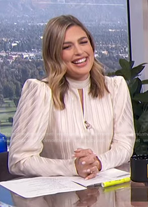 Carissa's white striped keyhole top on E! News Daily Pop