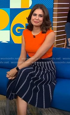 Cecilia's navy chain print skirt on Good Morning America