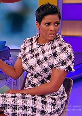 Tamron's tweed check dress on the Tamron Hall Show