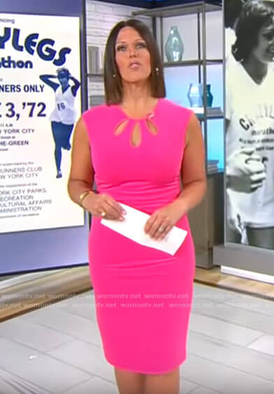 Dana's pink triple keyhole cutout dress on CBS Mornings