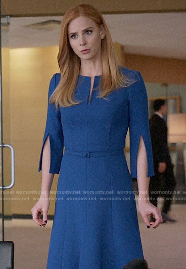 Donna's blue split sleeve dress on Suits