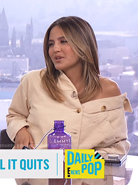 Erin's cream corduroy shirt on E! News Daily Pop