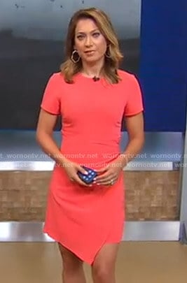 Ginger's coral asymmetric hem dress on Good Morning America