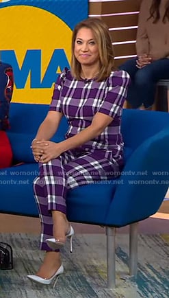 Ginger's purple plaid top and pants on Good Morning America