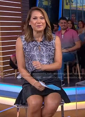 Ginger's snake print top and leather mini skirt on Good Morning America