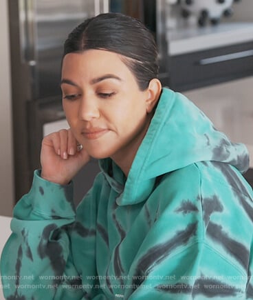 Kourtney's green dye hoodie on Keeping Up with the Kardashians