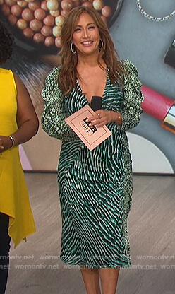 Carrie's green animal print dress on The Talk
