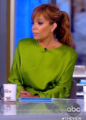 Sunny's green satin belted dress on The View