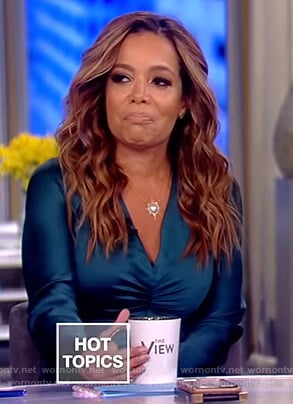 Sunny's green satin ruched dress on The View