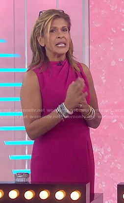 Hoda's pink gathered dress on Today