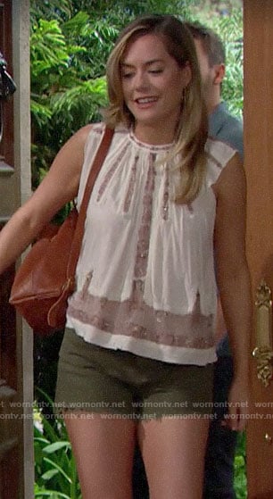 Hope's white embellished top on The Bold and the Beautiful