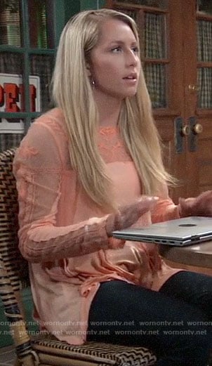 Josslyn's orange embroidered top on General Hospital