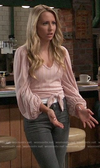 Josslyn's striped tie waist top on General Hospital