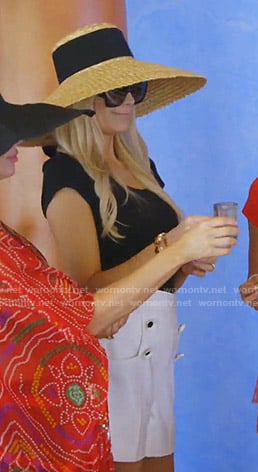 Kameron's white shorts and straw hat on The Real Housewives of Dallas