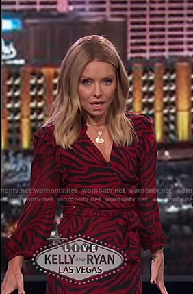 Kelly's red zebra print wrap dress on Live with Kelly and Ryan