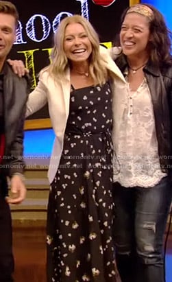 Kelly's black floral dress on Live with Kelly and Ryan