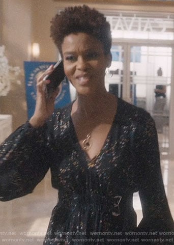 Kerissa's confetti print dress on Greenleaf