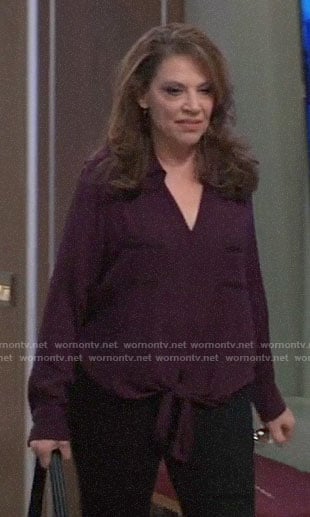 Liesl's purple tie front top on General Hospital